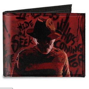 🖤🩸NWT- BUCKLE-DOWN Canvas Bi-Fold Wallet - Freddy Pose2 + Hand Scratching🩸🖤